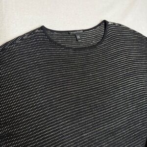 EILEEN FISHER Black White Stripe Textured Knit Sweater Top Womens XS TP